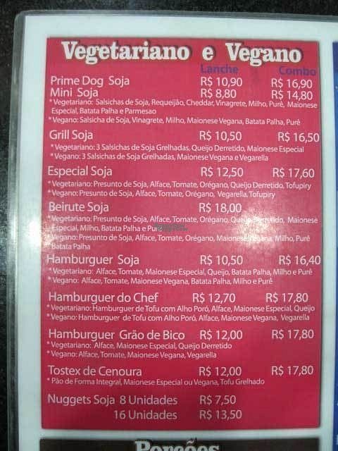 Prime Dog vegan menu at Prime Dog - Vila Mariana in Sao Paulo