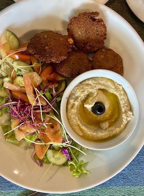 Falafel sandwich without the pita and with hummus.  at Barefoot Garden Cafe in Colombo