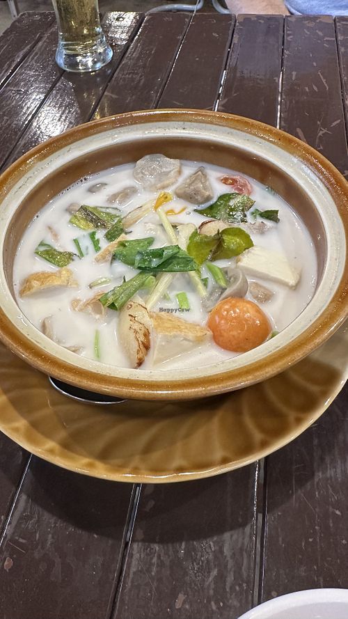  Coconut soup with mushrooms and tofu  at Phakhao Lao Restaurant in Vientiane