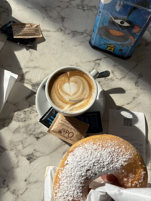 Colazione con cappuccino di soia e ciambella vegana  #Veganuary at Oasi Bar in Castelvetrano