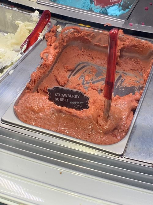Vegan Strawberry Sorbet  at Gino's Gelato in Westport