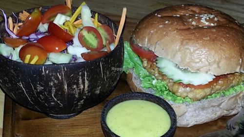 Tempeh burger at Orion Cafe in Koh Phangan