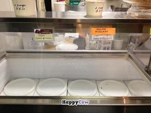 The vegan ice cream case. (I love that the ice cream containers are kept closed.) at Scoop LV in Las Vegas