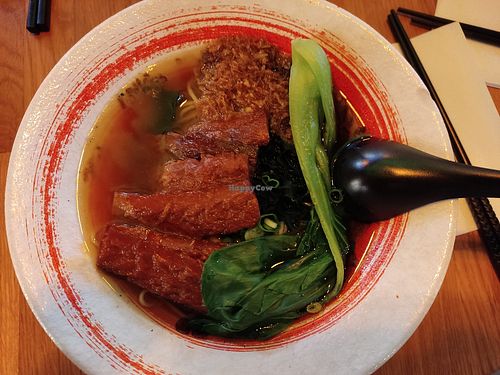 Vegan black garlic tonkotsu with extra vegan bacon at Maki & Ramen in Manchester