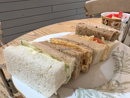 Afternoon tea sandwich selection  at Hatters Tea Shop in Cromer