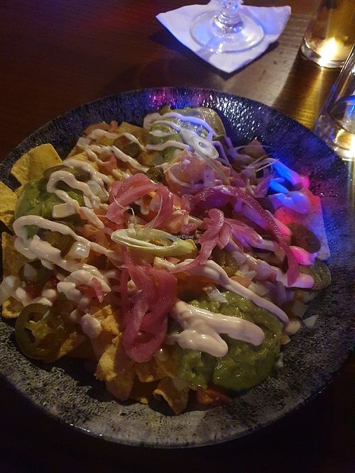 Vegan nachos at Via  in Manchester