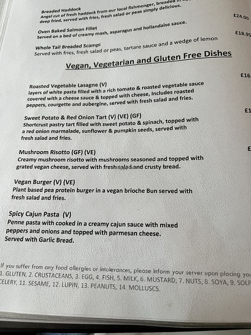 Vegan/Vegetarian Menu (09/2025)  at Old Station Restaurant in Spean Bridge