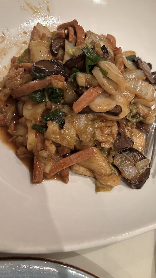 Fried rice cake with Chinese cabbage. It was a bit stuck together but had a nice flavour   at Gong De Lin in Melbourne