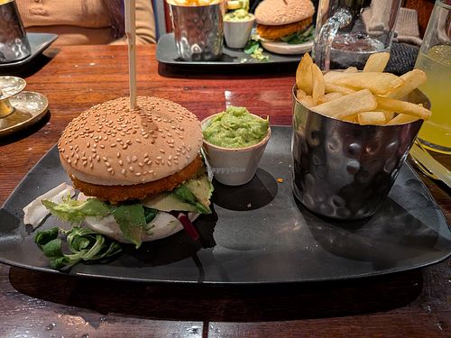A vegan fish burger, guacamole and fries at Egon - Jekta Storsenter in Tromsoe