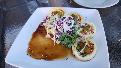 vegan KC cucumber roll no rice. yum at Sushi Thai Salida in Salida