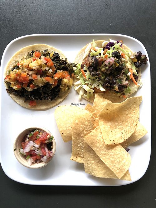 Taco Tuesday!! Two Tacos, salsa, chips and a lemonade for only ten bucks!! at Green Bar and Kitchen in Fort Lauderdale