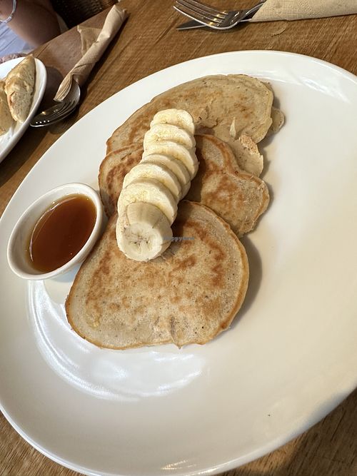 Vegan banana pancakes #Veganuary at Babel Guesthouse in Siem Reap