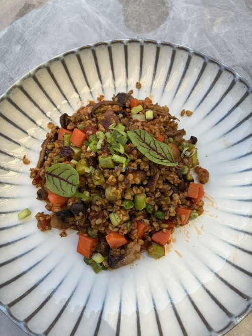 Freekeh vegan, removes the short rib (and $20 from the price)  at Ammoora in Baltimore