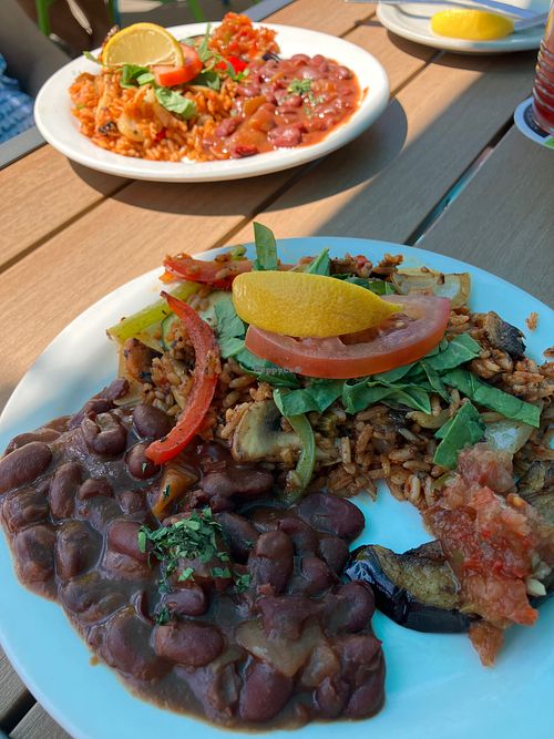 Combo plate spilt in 2 at DaDeo Restaurant in Edmonton