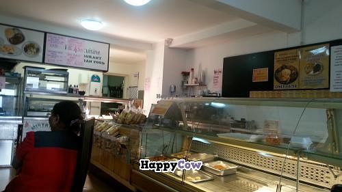 counter mistrys at Mistrys Vegetarian Cafe in Bolton