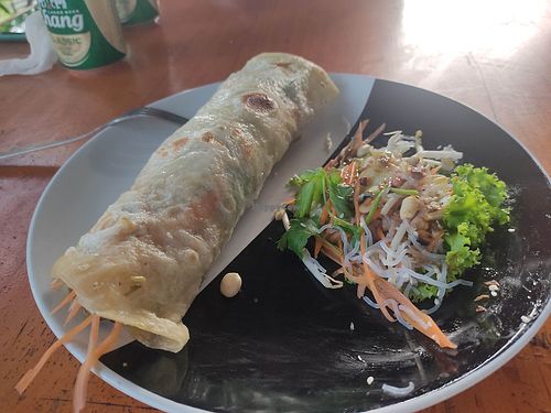 Wrap with faux lamb, glass noodles, sesame at Cha Chai Home in Koh Phayam