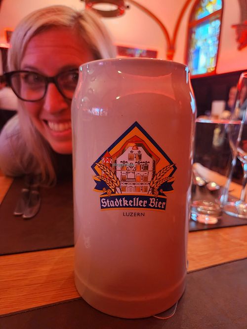 Beer stein at Stadtkeller in Luzern