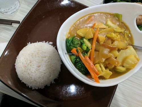 Vegetarian curry on rice at Taste of Saigon in Calgary