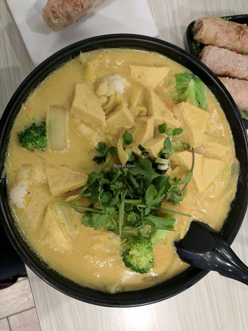 Coconut curry soup made vegan  at Taste of Saigon in Calgary