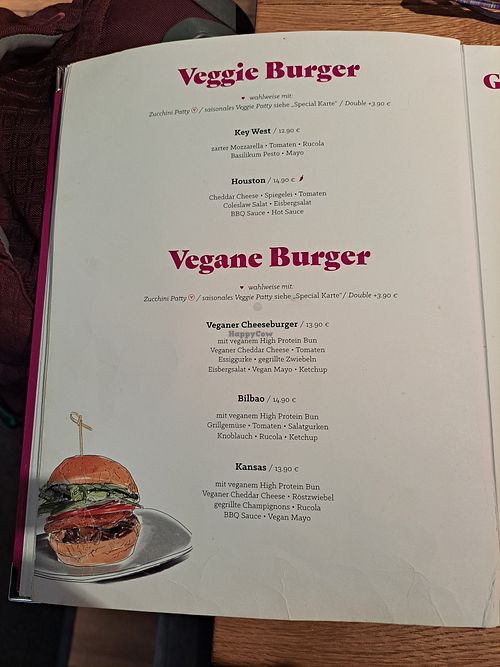 Menu at Le Burger in Villach