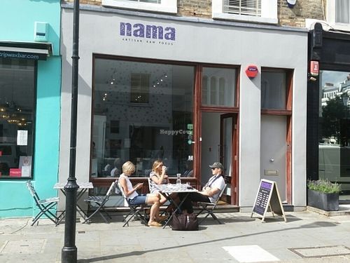 outside at Nama Artisan Raw Foods in West London
