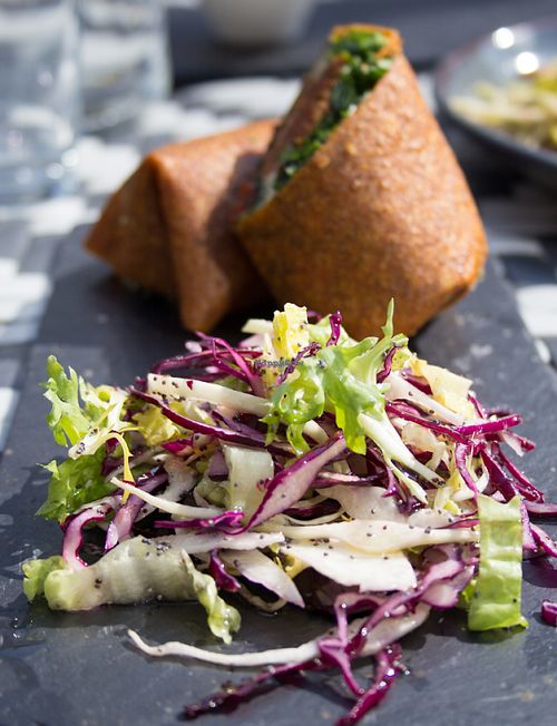 Breakfast wrap and coleslaw at Nama Artisan Raw Foods in West London