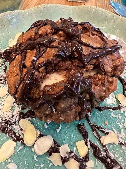 Vegan Cookie Burger with Ice cream at Illumination Café in Koh Samui