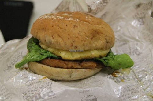 Hawaiian Teriyaki burger at Veganburg - Marina Bay in Central Singapore
