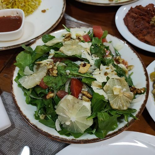 Not the salad we wanted (suprise cheese, no tahina) at Restorant Arabesque in Tirana