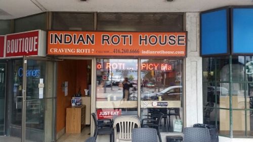 outside at Indian Roti House in Toronto