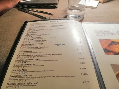 Appetizers menu at Ristorante Profumi Di Cous Cous in San Vito Lo Capo