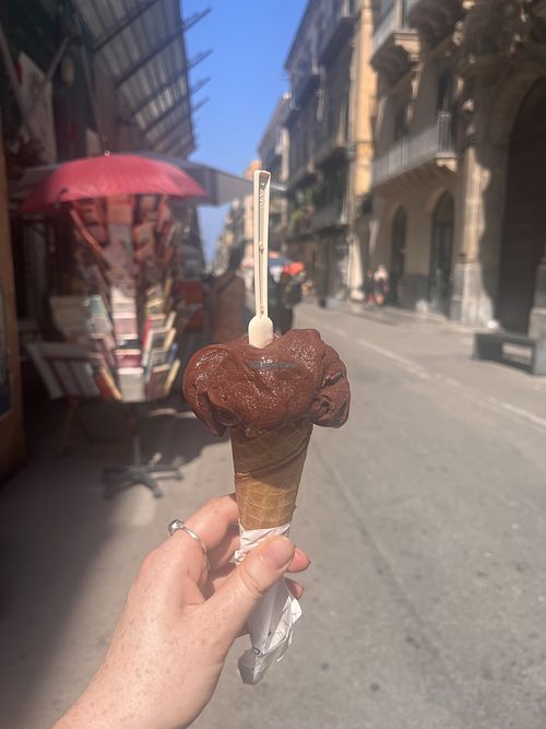 dark chocolate vegan gelato  at Cappadonia Gelati - Via Vittorio Emanuele in Palermo
