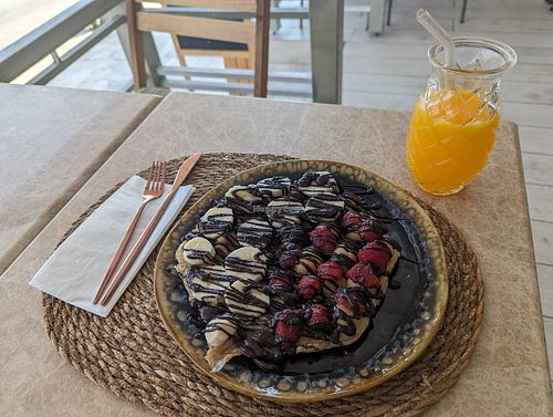 Vegan dark chocolate bubble waffle at The Stardust in Mugla