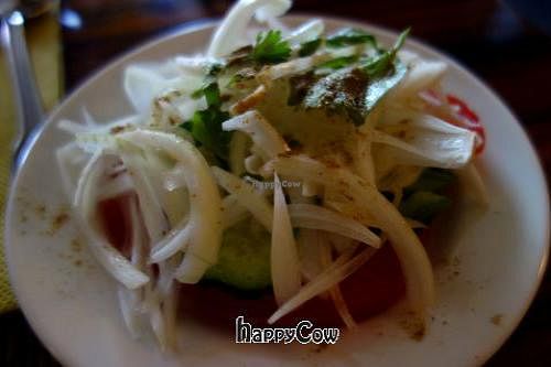 side salad with lots of onions at Elevant in Tallinn