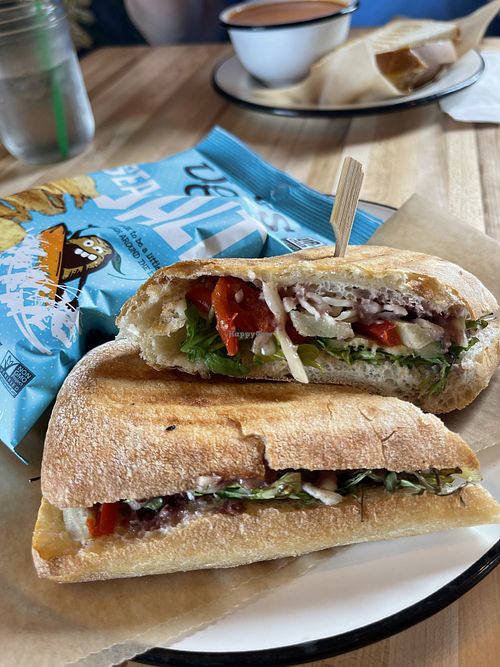 Vegetable Muffaletta with vegan cheese   at Botanic Café in Leonardtown