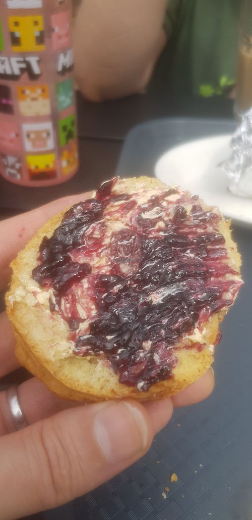 Fruit scone with blackcurrant jam (vg) at Crook Hall and Gardens in Durham