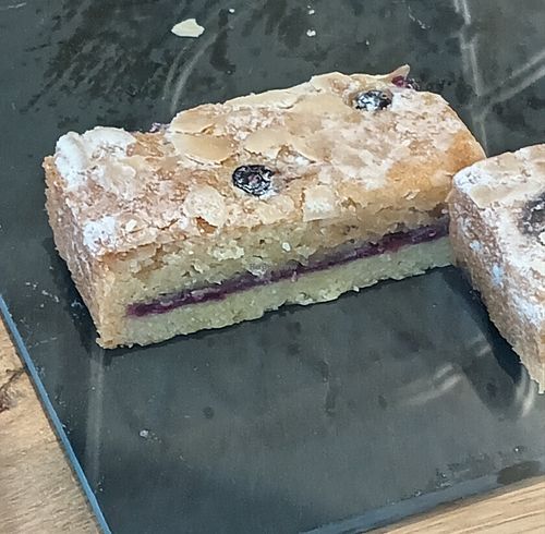 Blueberry flapjack at Crook Hall and Gardens in Durham