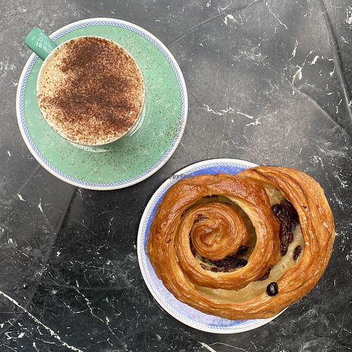 dirty chai + pain au raisin  at The Gallery Cafe in East London