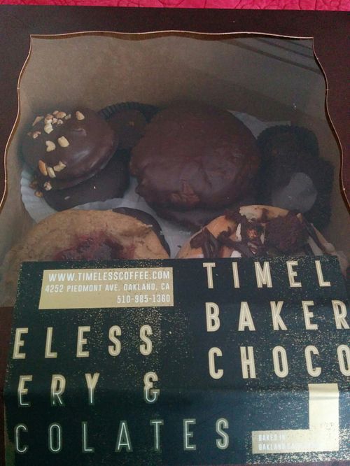 Assortment of Timeless baked goodies, ready for take home at Timeless Coffee Roasters and Bakery in Oakland
