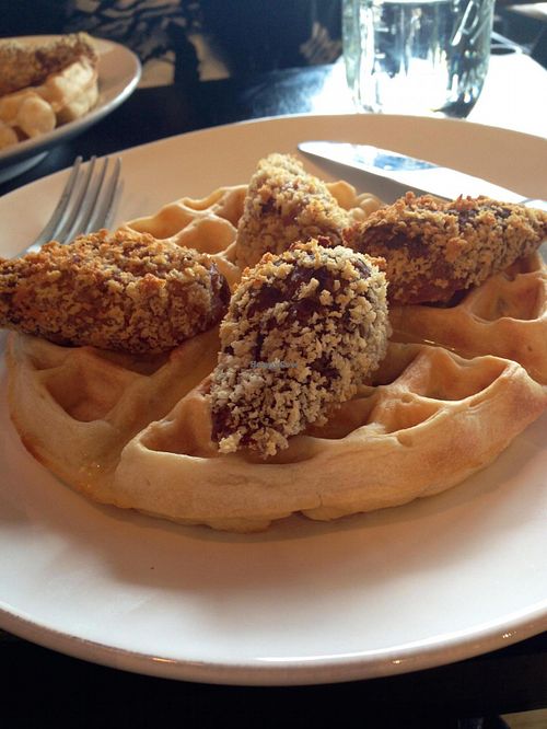 Vegan Chicken n Waffles at Timeless Coffee Roasters and Bakery in Oakland