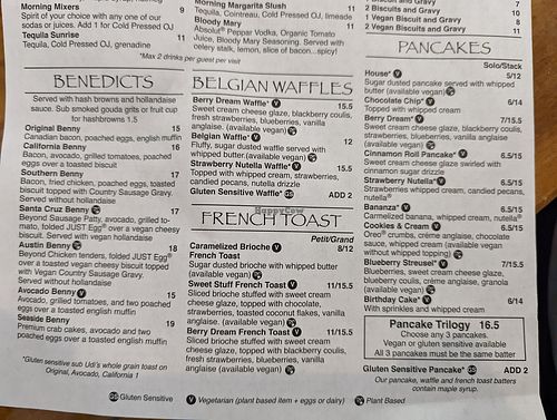 The menu has changed a lot. Note that the Congress Street Benny is no longer served. at Seven Mile Cafe in Denton
