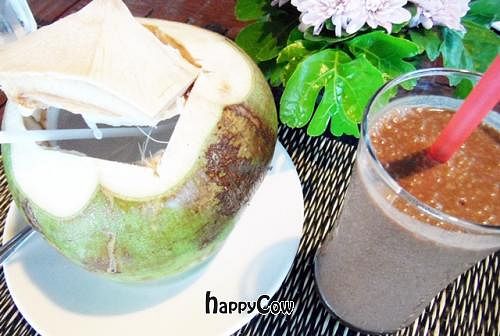 Fresh Coconut and Raw Chocolate Protein Shake - Try This at Atsumi Raw Cafe in Phuket