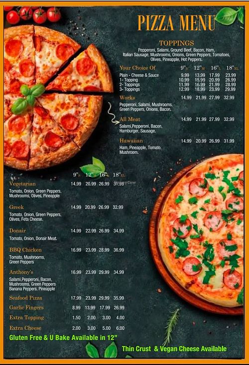 Vegan cheese available   at Anthonys Pizza in Saint-antoine