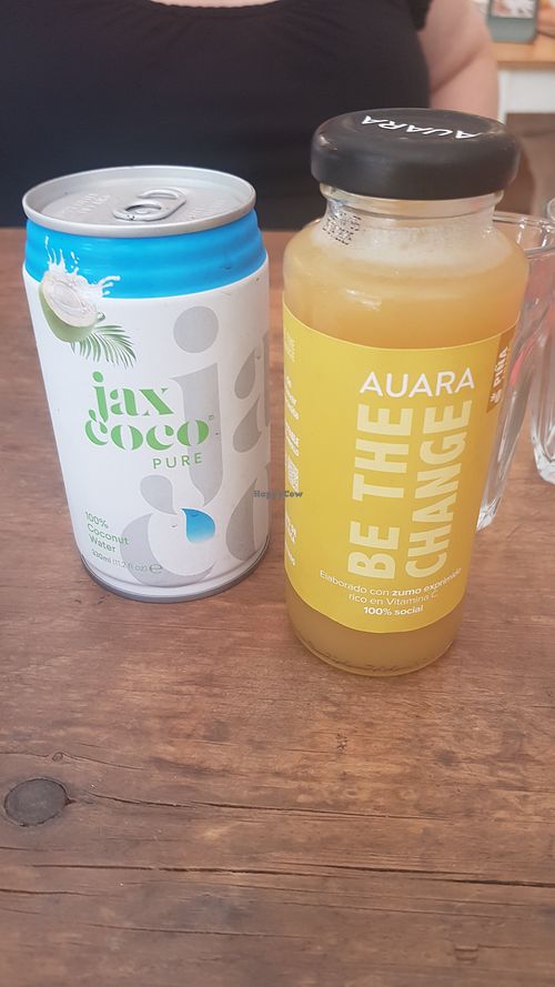 Coconut water and pineapple juice at Batx in Mallorca