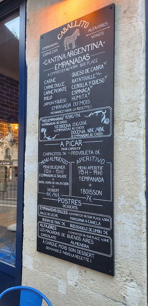 Menu at Caballito in Paris