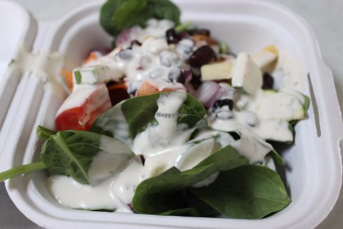 Salad bar with vegan ranch at Rainbow Natural Grocery Cooperative in Jackson