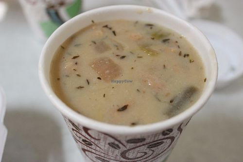Creamy vegan chicken and rice soup at Rainbow Natural Grocery Cooperative in Jackson