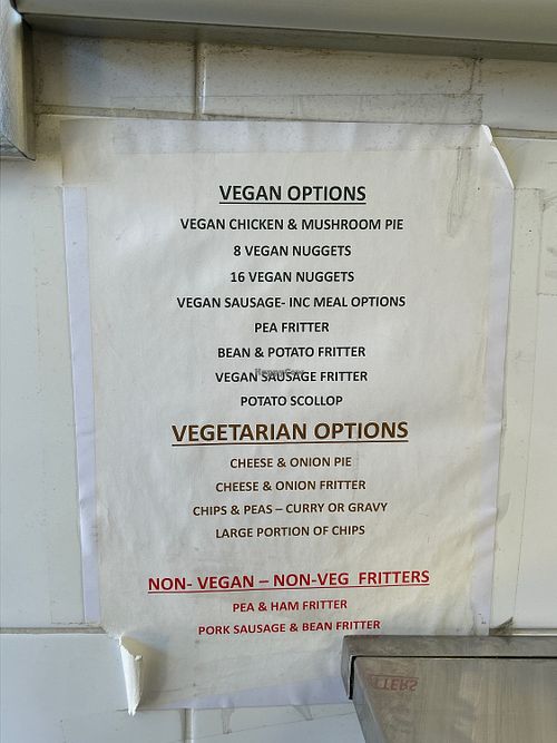 Vegan & veggie menu   at King Cross Fisheries in Halifax