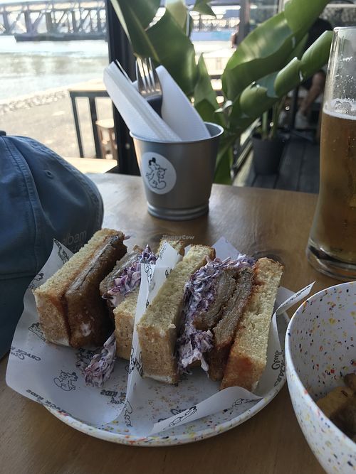 Vegan mushroom sando with red cabbage slaw  at Crack Kids in Lisbon
