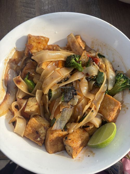 drunken noodles made vegan  at The West Side Kitchen in Orcas Island
